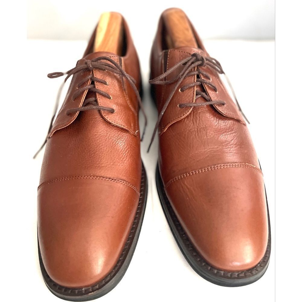 Flag Ltd Nappa Glove Men's Oxford Shoes Size 10.5 Medium Cognac Brown.